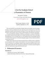 Book List for Graduate School in Economics or Finance