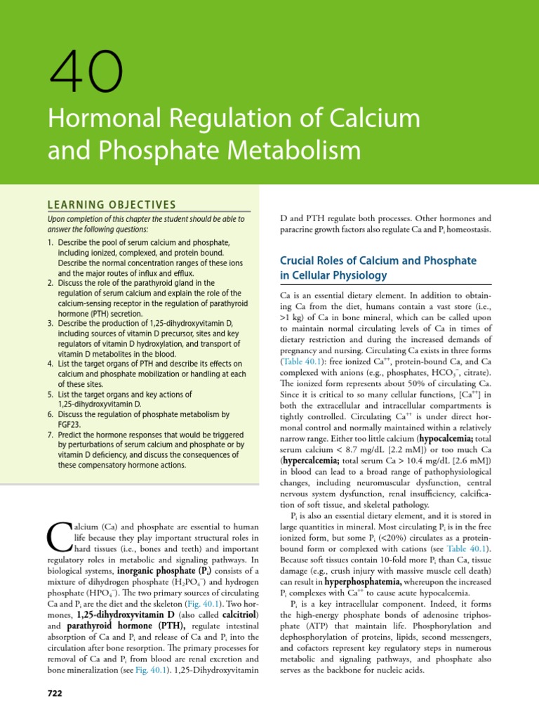 Hormonal Regulation of Calcium and Phosphate Metabolism | PDF | Bone