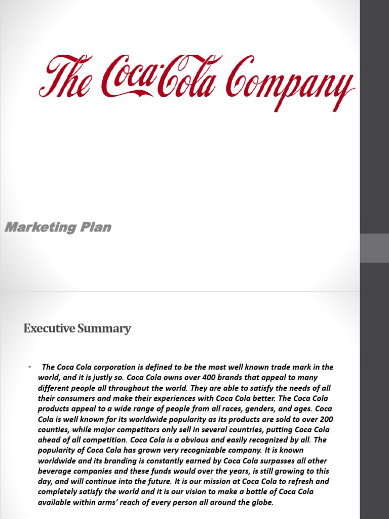 Coca Cola Marketing Plan Coca Cola The Coca Cola Company