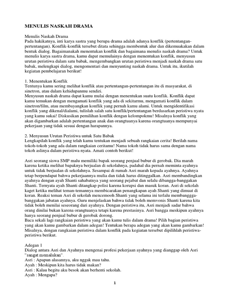Contoh Naskah Drama Satu Babak Tentang Prestasi Sekolah