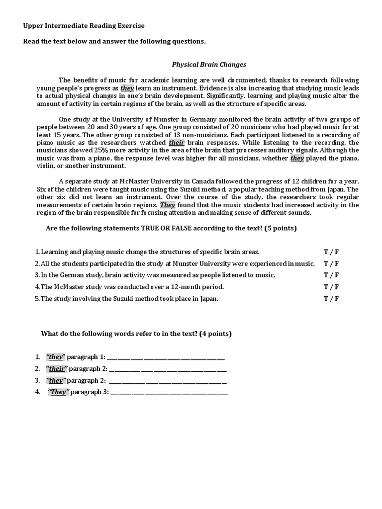 A Reading Exercise Download Free Pdf Music Education Learning