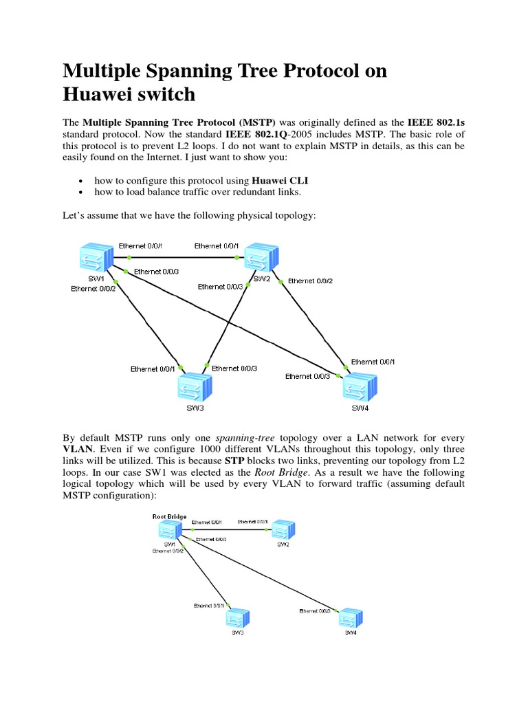 Multiple Spanning Tree Protocol On Huawei Switch PDF | PDF | Computer ...
