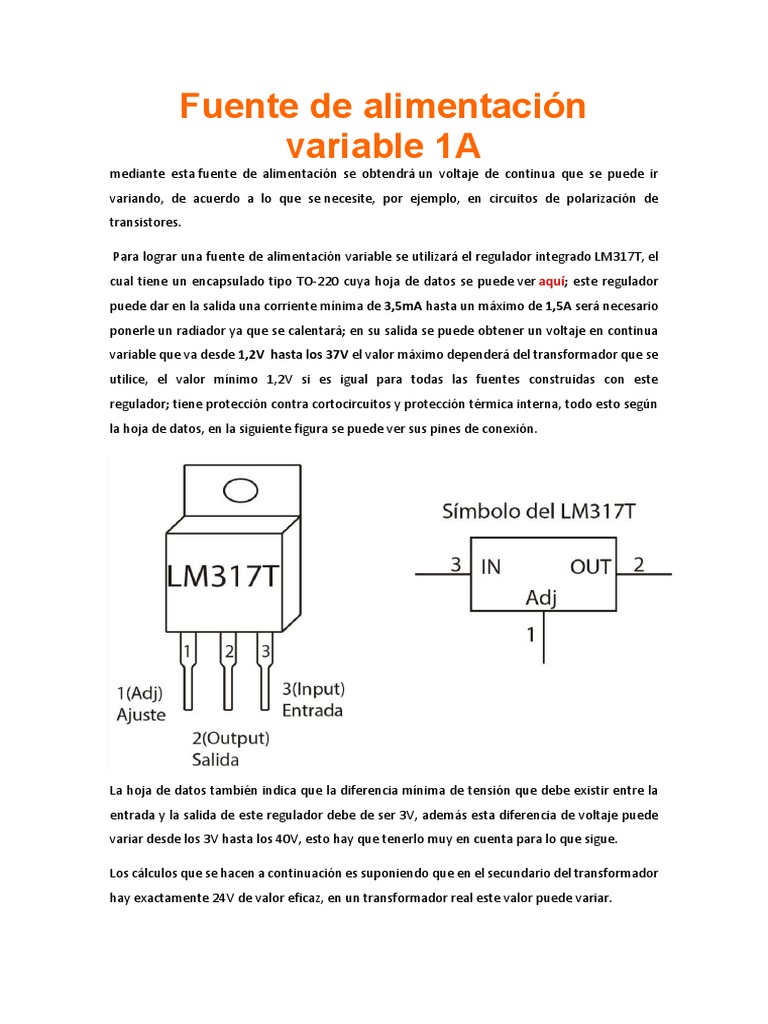 Fuente de Alimentación Variable Fija | PDF | Transformador | Condensador