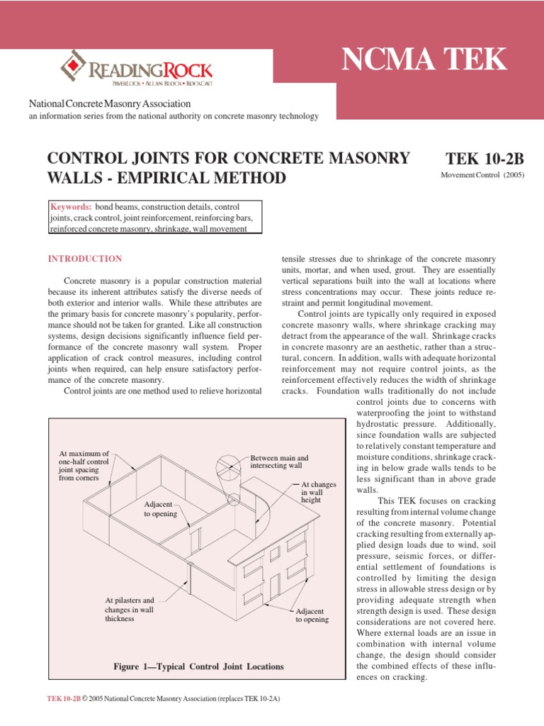 Control Joints in Concrete Masonry Walls | PDF | Masonry | Wall