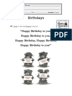 Birthdays - Informative Sheet III