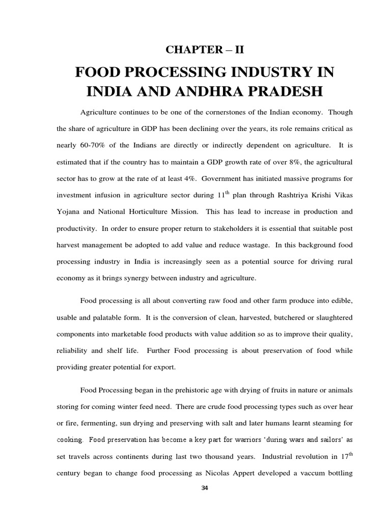 Food Processing Industry in India and Andhra Pradesh Chapter Ii