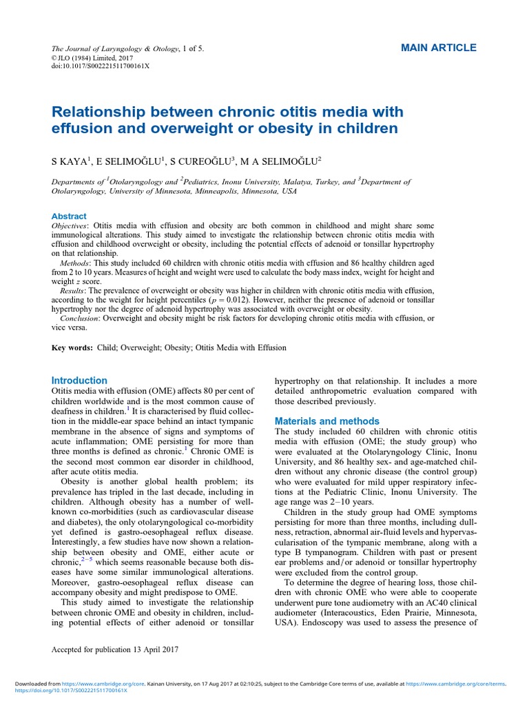 Jurnal THT PDF Body Mass Index Obesity