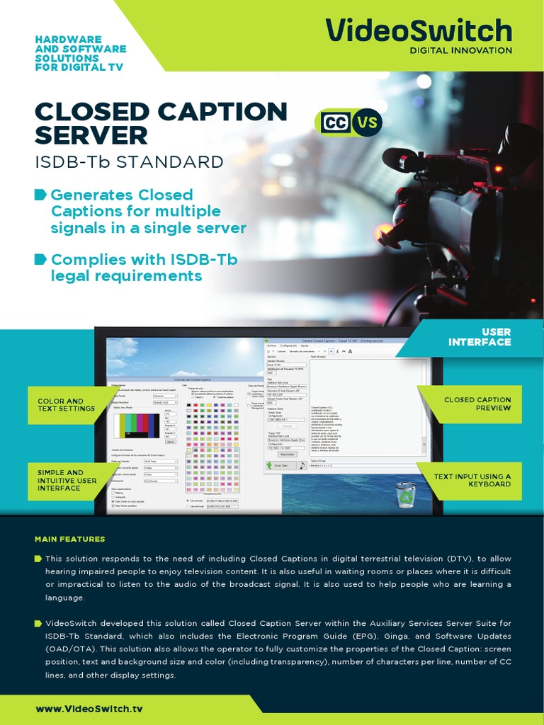 Closed Caption Server for ISDB-Tb | PDF | Digital Television | Video