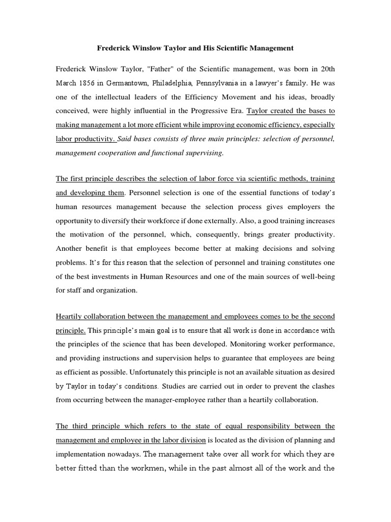 scientific management essay
