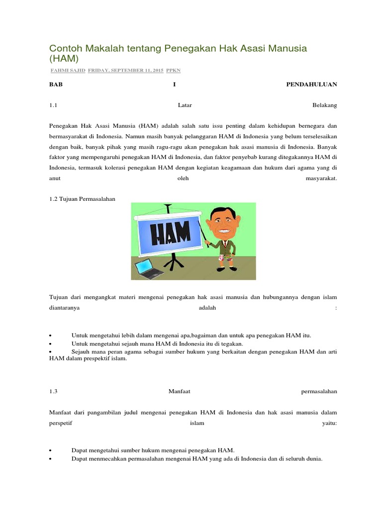 Contoh Makalah Tentang Penegakan Hak Asasi Manusia Docx