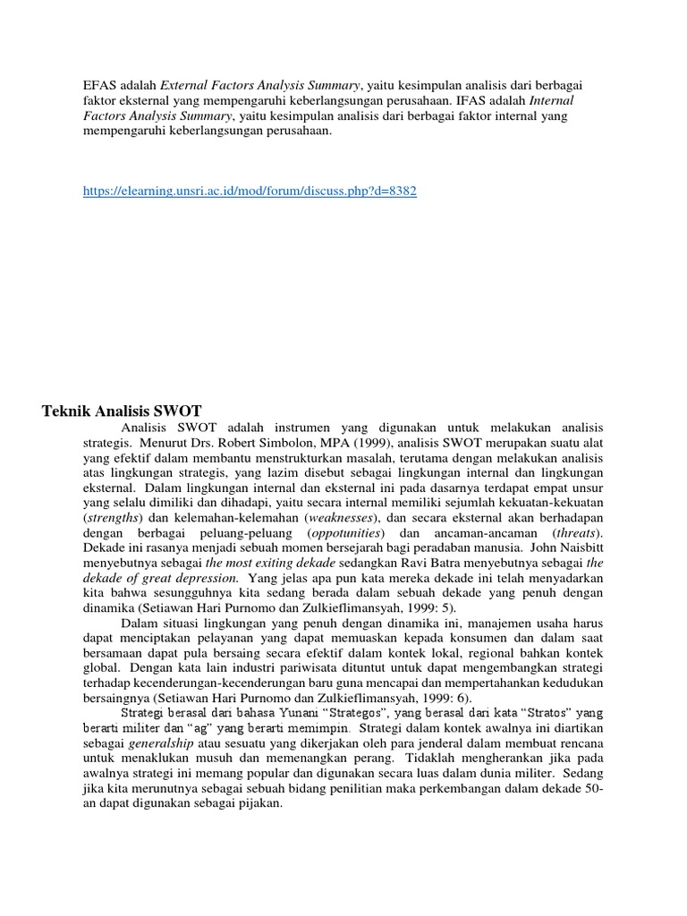 Analisis Ifas Dan Efas