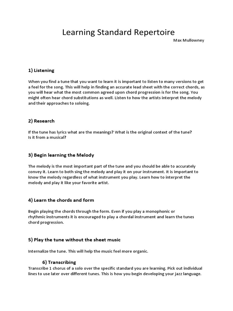 Learning Standard Repertoire PDF