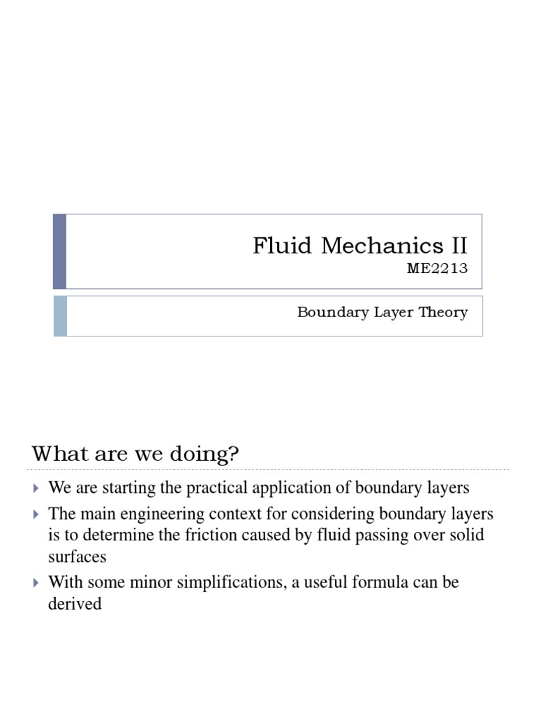 Fluid Mechanics II Boundary Layer Theory PDF Boundary Layer