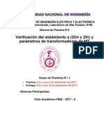 Verificación Del Aislamiento A (2un y 2fn) y Parámetros de Transformadores de MT