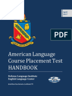 American Language Course Placement Test Handbook: Defense Language Institute English Language Center