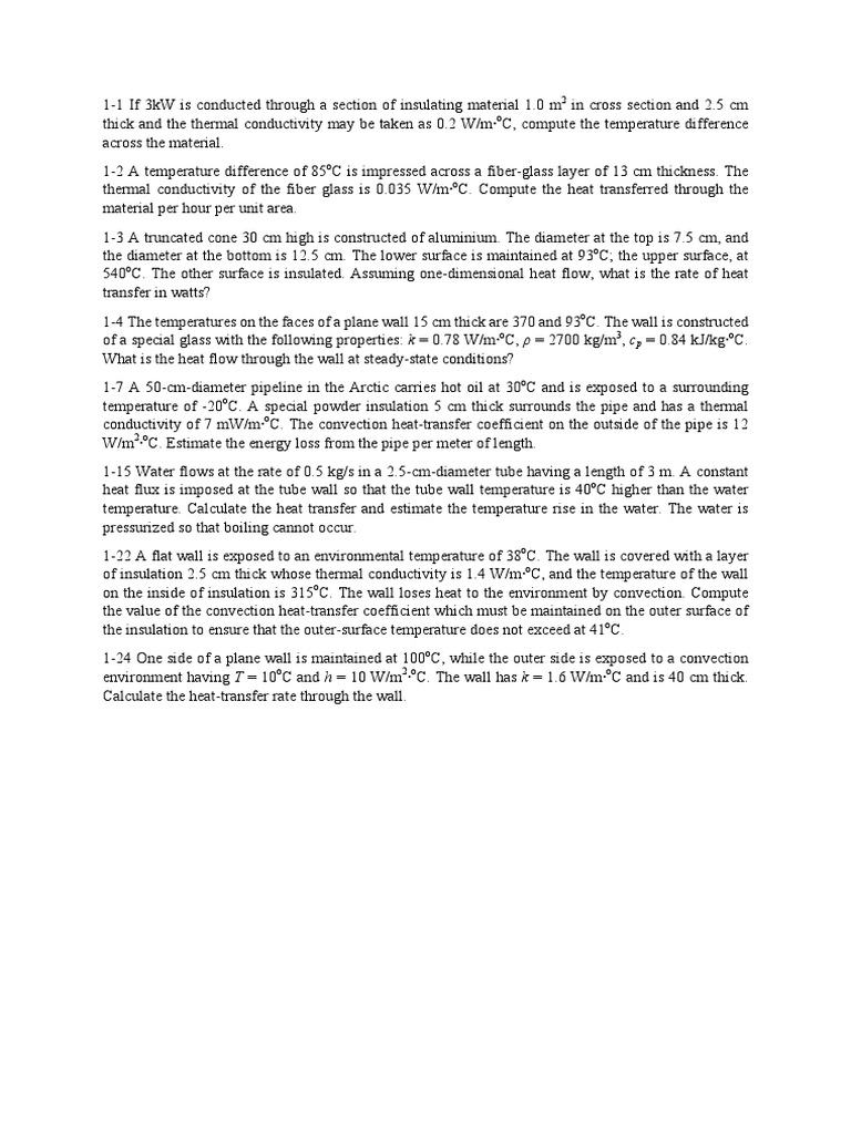 Questions 1 For Heat Transfer PDF Thermal Insulation Thermal