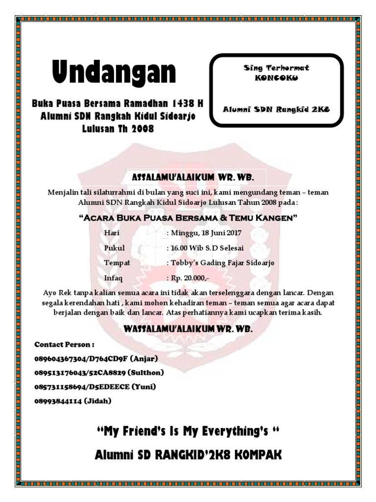 61+ Contoh Surat Undangan Acara Bukber Gratis Terbaru