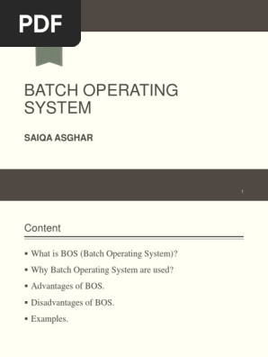 Batch Operating System Operating System Computer Architecture
