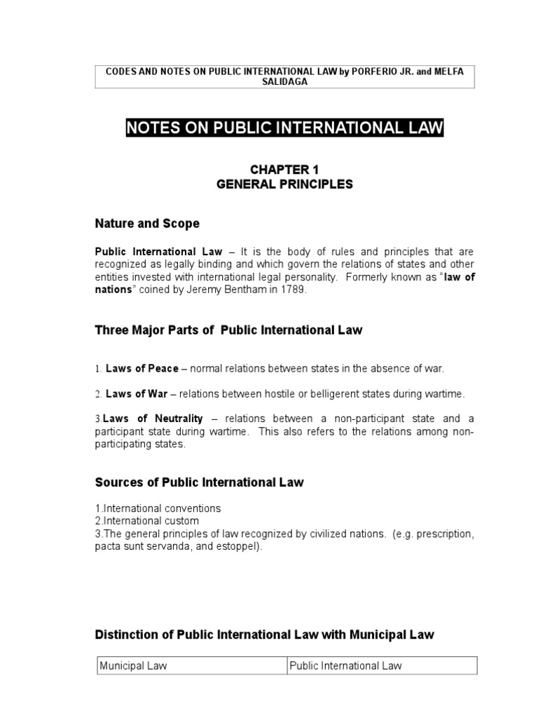 Overview of Public International Law | PDF | Sovereign State | Public ...