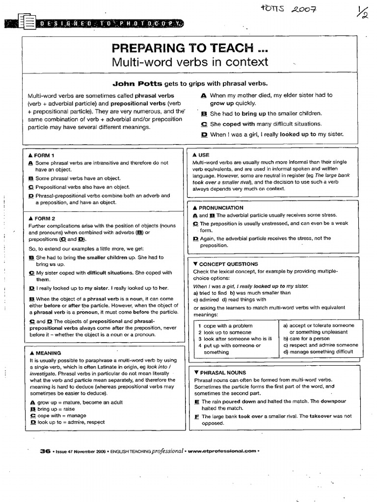 Potts J 07 Multi Word Verbs In Context