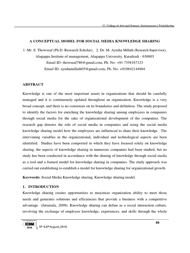 Social Media Knowledge Sharing Model | PDF | Conceptual Model | Social ...