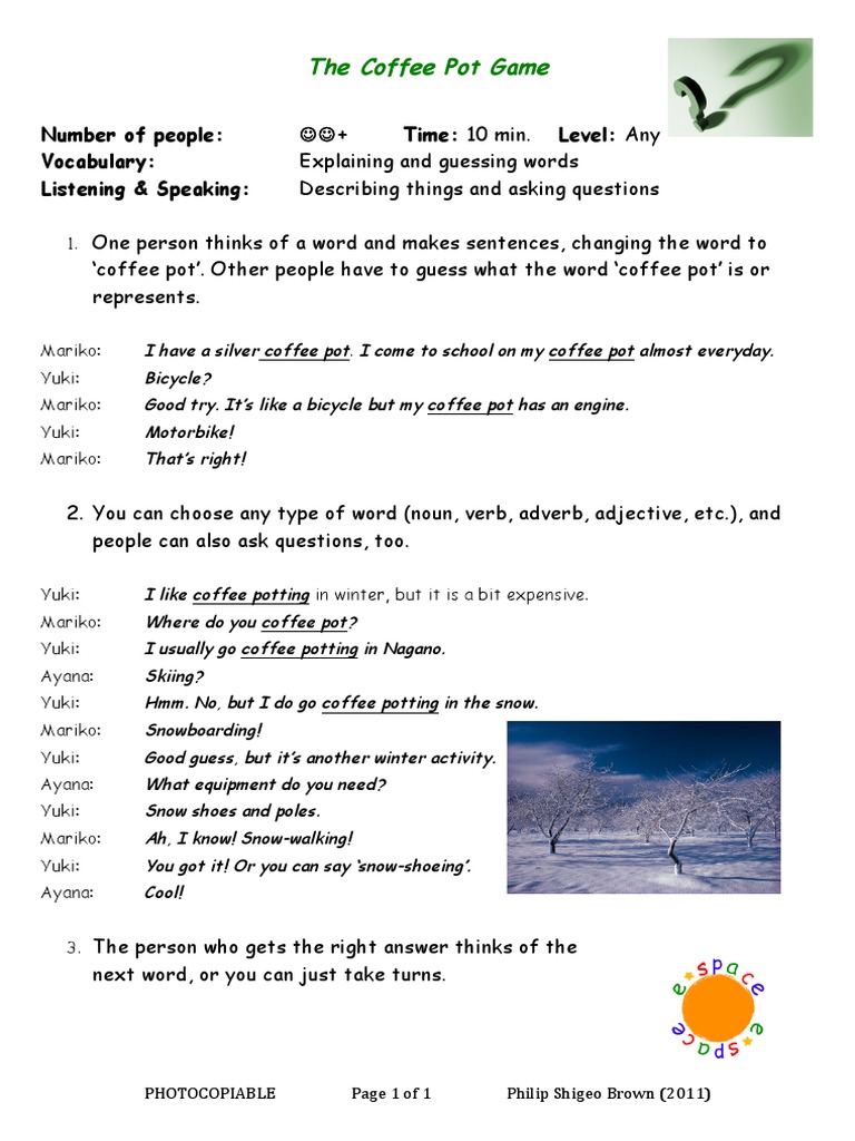 The Coffee Pot Game PDF