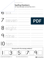 Tracing and Writing Number Words 6 10 Worksheet