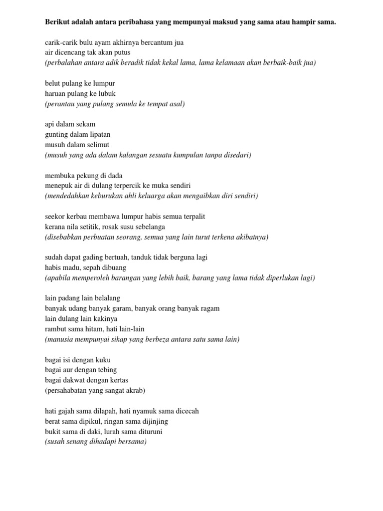 Peribahasa Sama Maksud Pdf