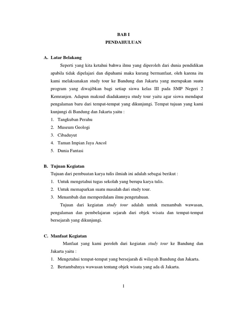 Contoh Latar Belakang Laporan Study Tour Jakarta Bandung Seputar Laporan