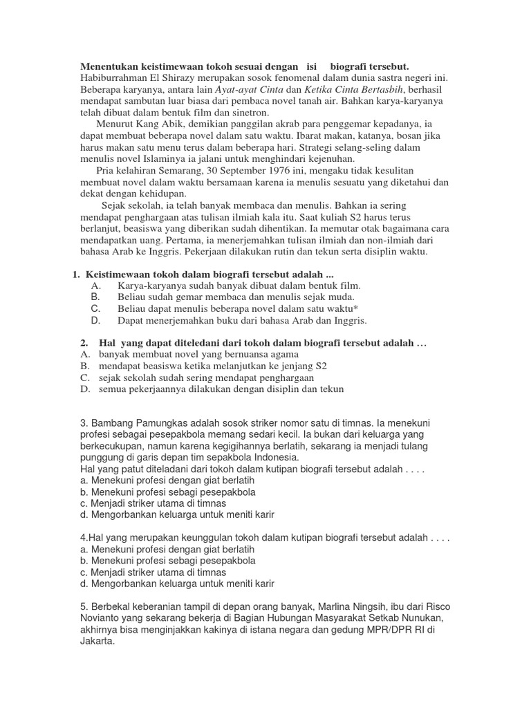 Ulangan Bi Biografi Dan Tabel