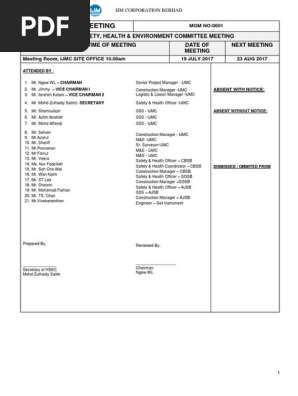 HSE Committee Meeting Minutes 0001 