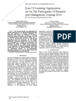 The Analysis of Learning Organization Implementation On The Participants of Business Development Management Training 2014