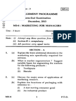 Management Programme Term-End Examination December, 2015 Ms-6: Marketing For Managers