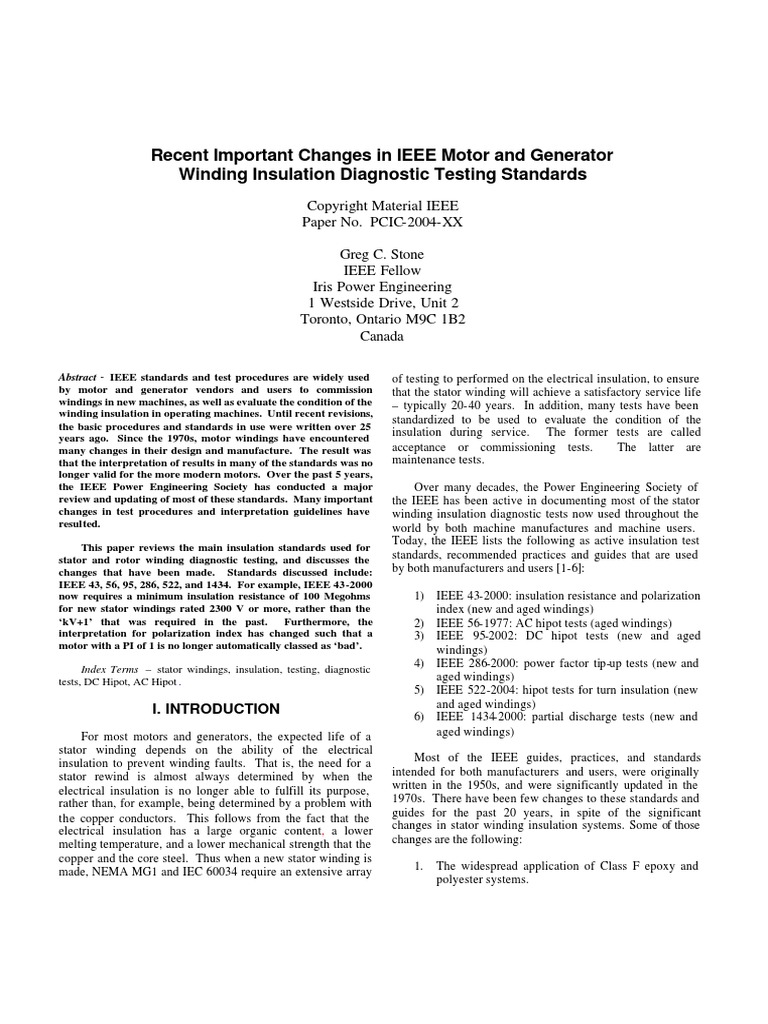 Recent Important Changes in IEEE Motor and Generator PDF | PDF ...
