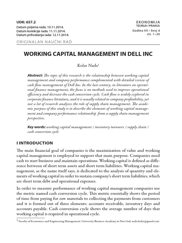 Dell wc mgmt pdf inventory working capital