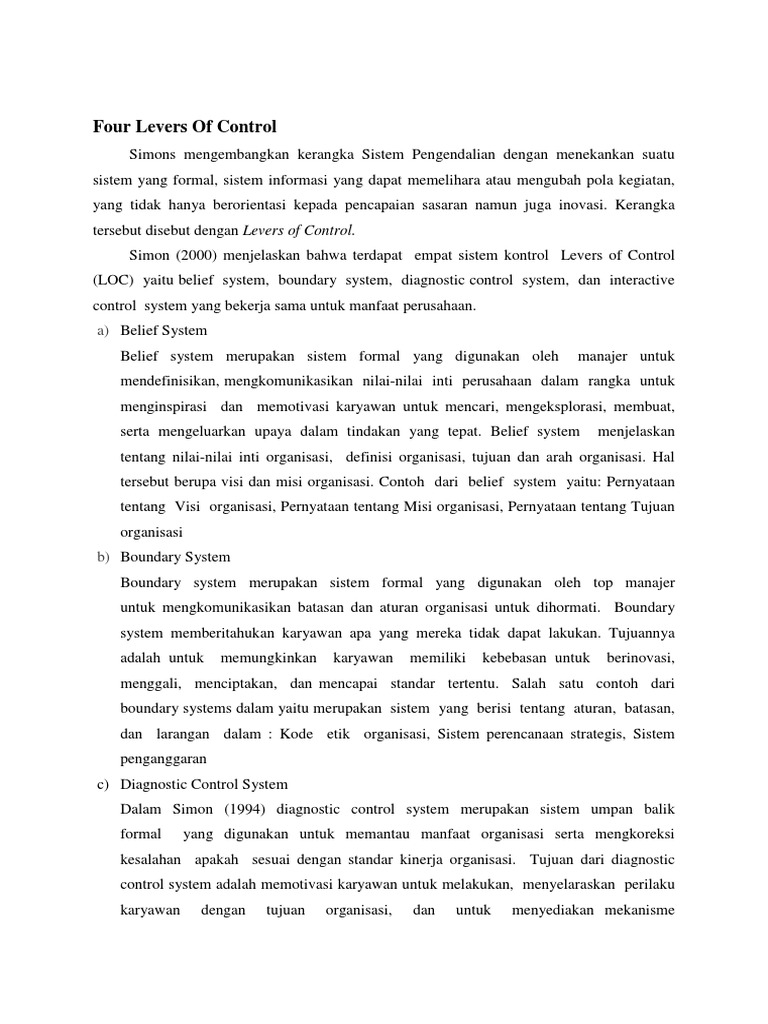 Four Levers of Control