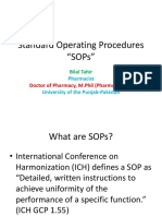 Standard Operating Procedures "Sops": Pharmacist University of The Punjab-Pakistan