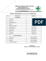 Jadwal Pemeliharaan Alat