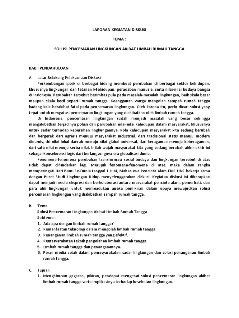Contoh Laporan Hasil Diskusi