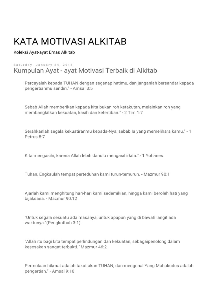 Kata Motivasi Alkitab Kumpulan Ayat Ayat Motivasi Terbaik Di Alkitab