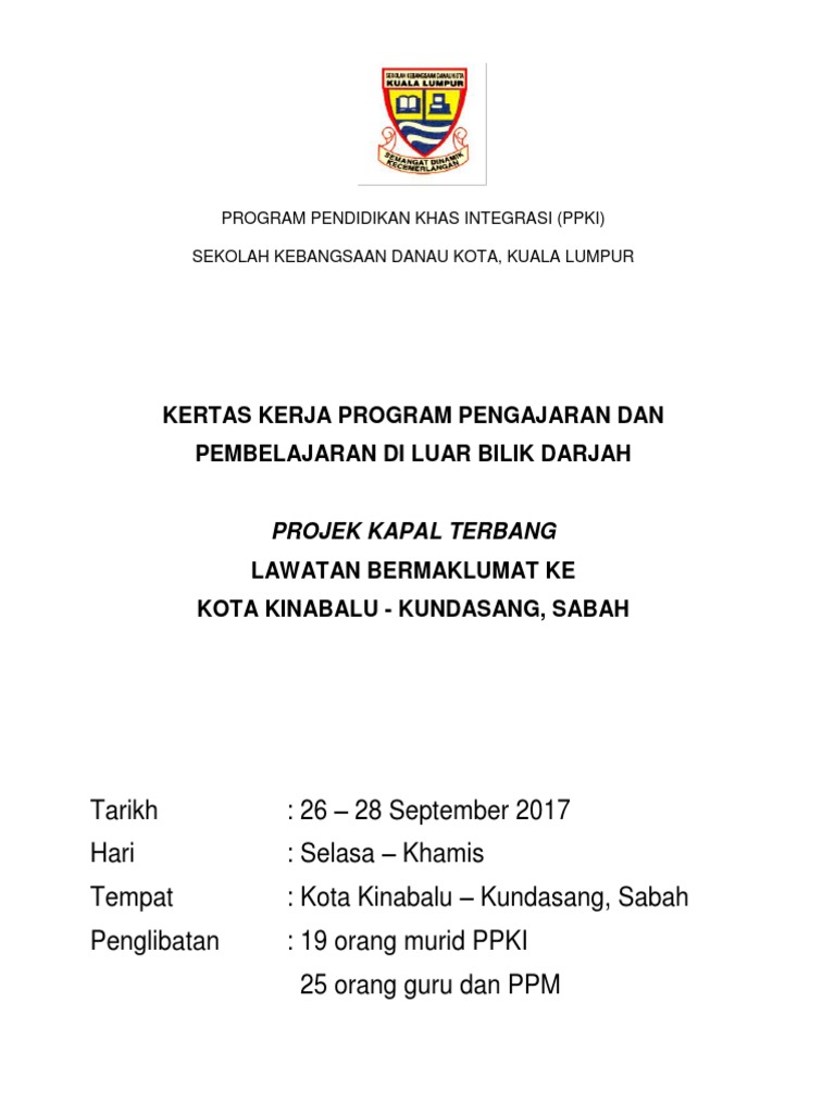 Kertas Kerja Lawatan Sambil Belajar Ke Kundasang Sabah Pdf