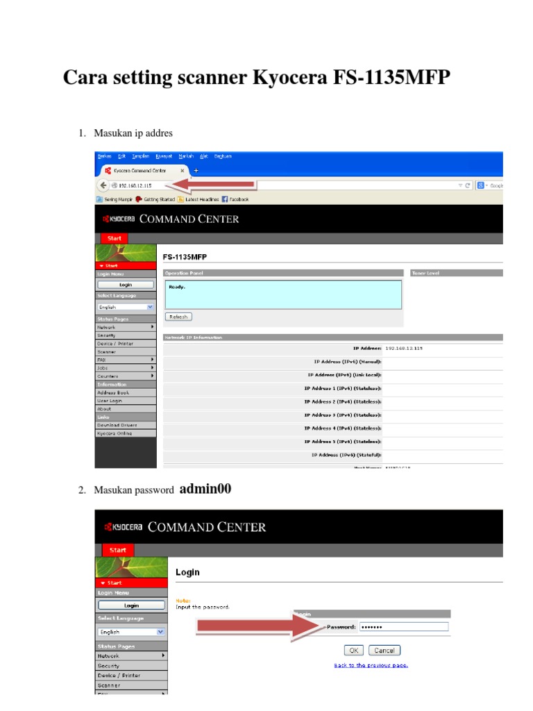 Cara Setting Scanner Kyocera FS-1135MFP | PDF | Network Protocols ...