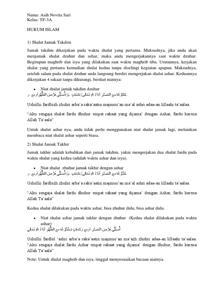 Niat Sholat Jamak Qasar Pdf