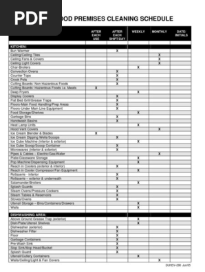 Cleaning Schedule