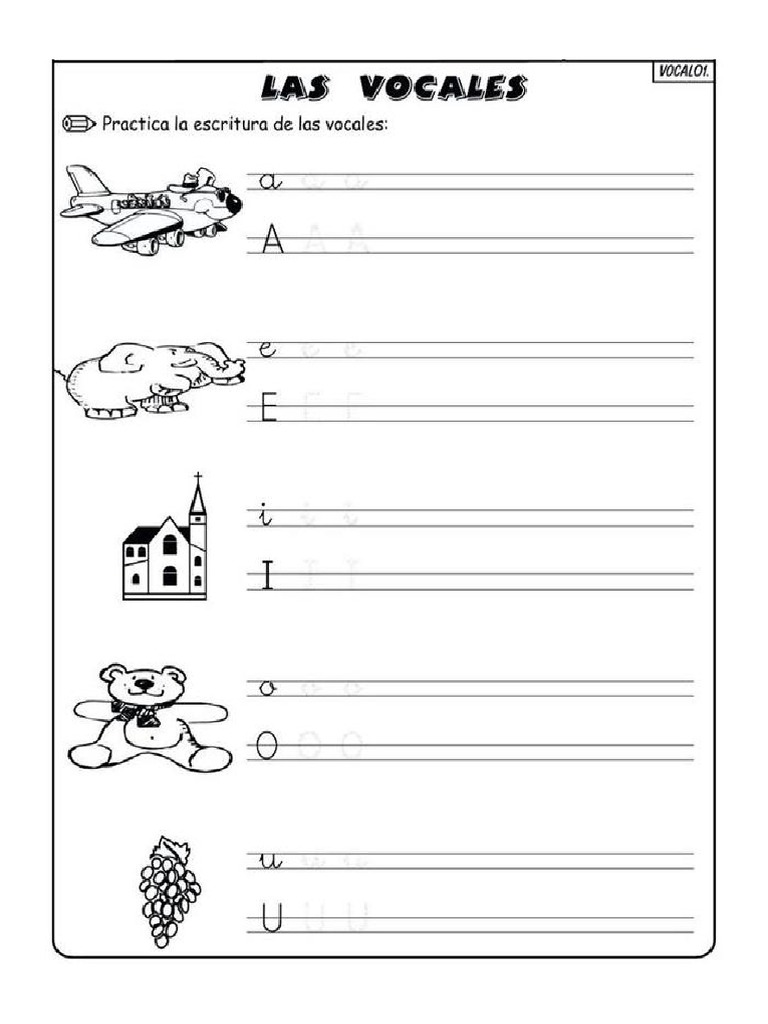 Actividades de Caligrafía de Vocales | PDF | Estudios de idiomas ...
