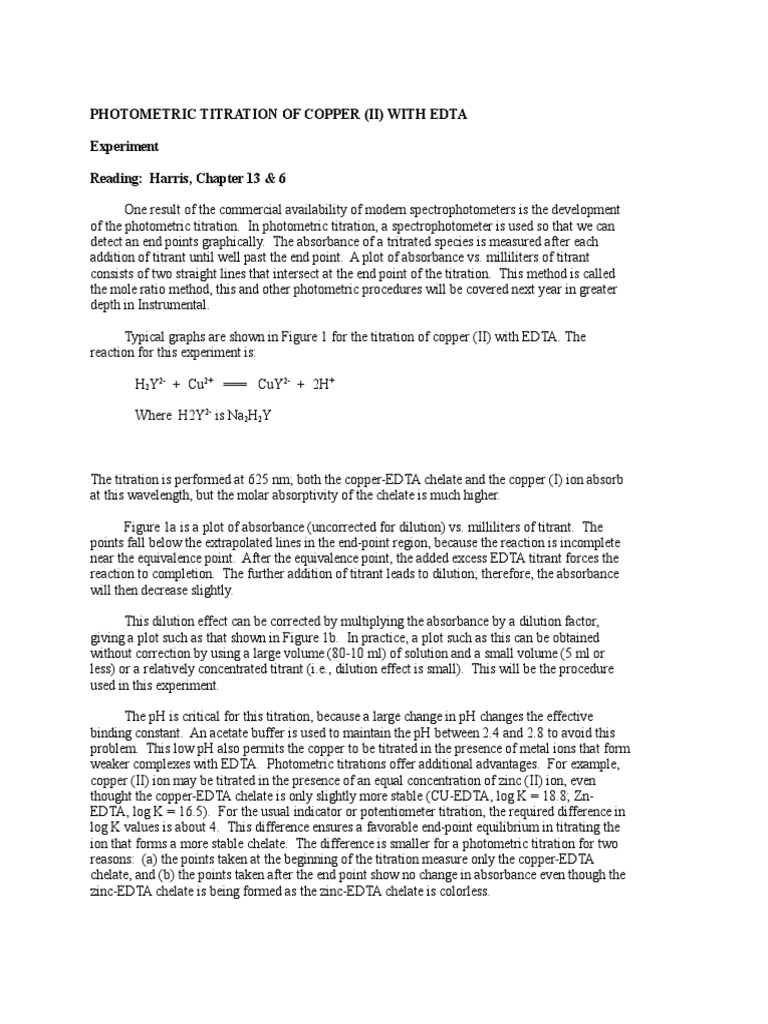 Copper(II) EDTA Photometric Titration | PDF | Titration | Chemistry