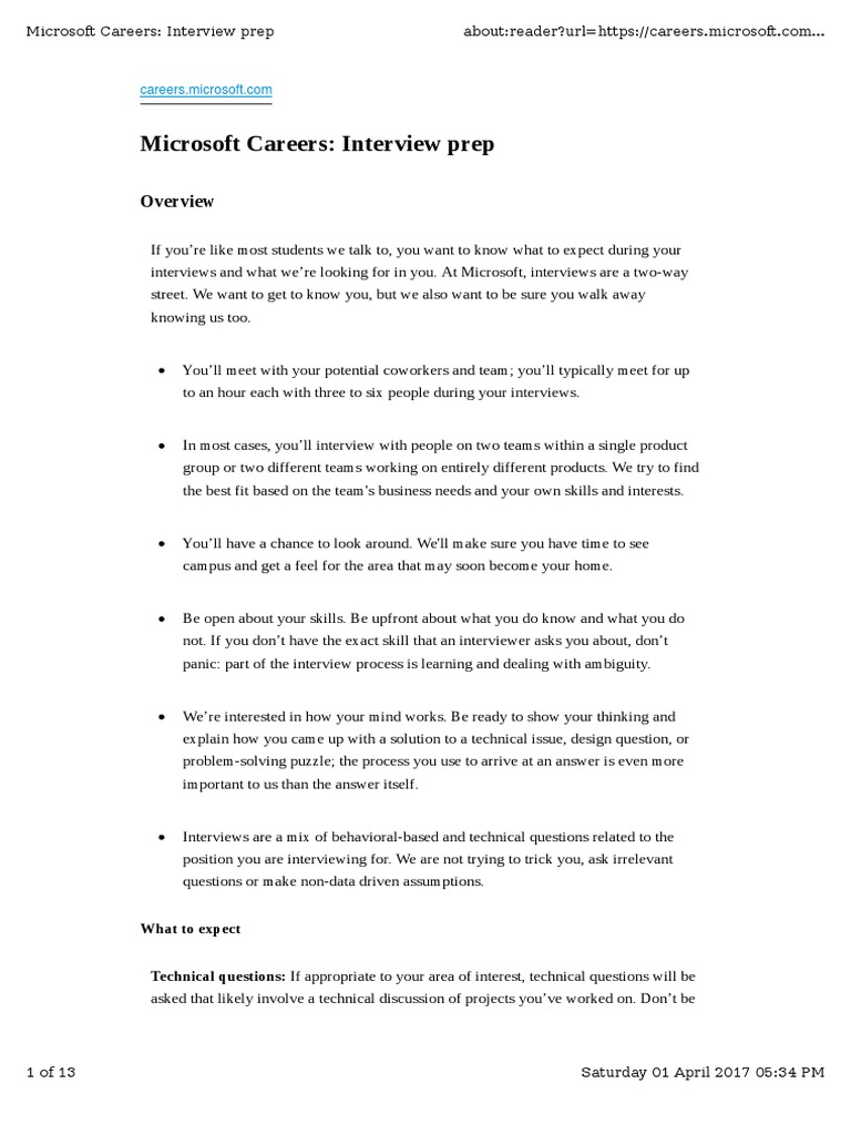 Microsoft Interview Preparation Guide | PDF | Computational Complexity ...