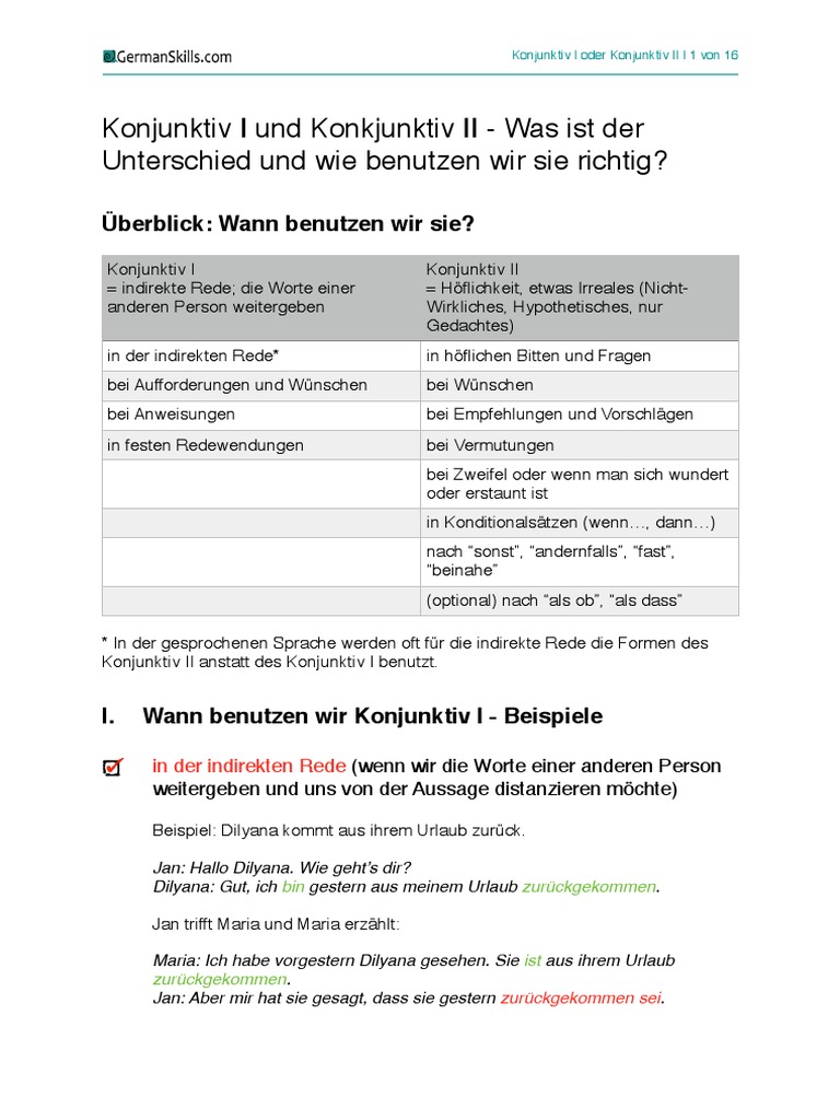 Konjuntiv 1 Und 2 Pdf