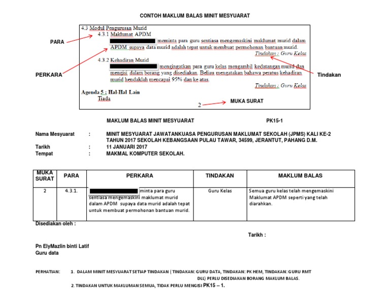 Surat Maklum Balas Perjumpaan