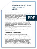 Antecedentes Historicos de La Corriente Literaria El Romanticismo